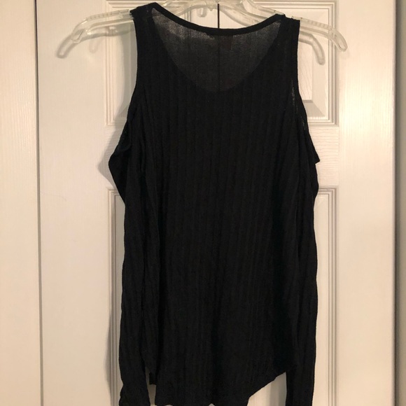 LA Hearts Pacsun Black Cold Shoulder Sheer Top - Picture 2 of 4